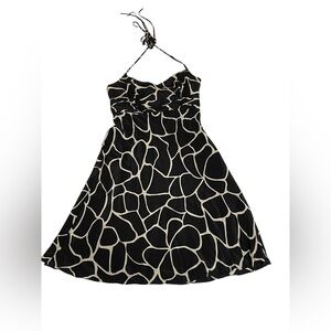 Ann Taylor Black White Silk Halter Dress Size 4‎